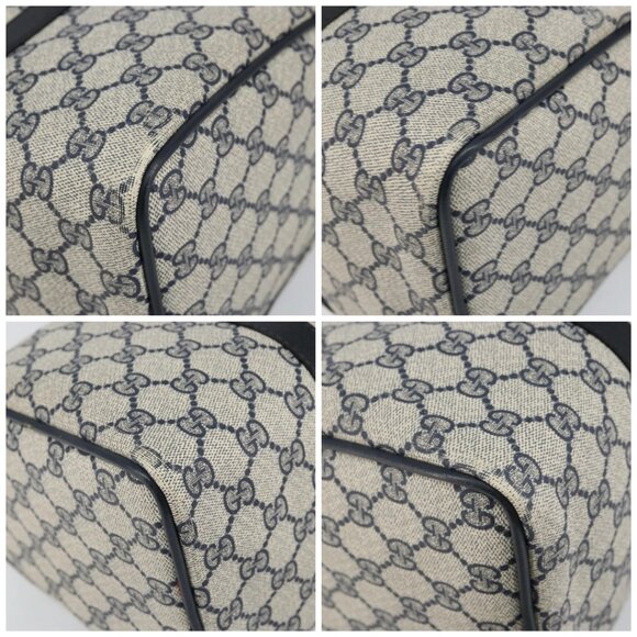 GUCCI GG Supreme Sherry Line Boston Bag PVC Navy Gold Red 40 3842 Auth BA5638 - Picture 14 of 16